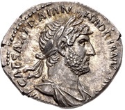 Denarius - Hadrian P M TR P COS III; Roma obverse image