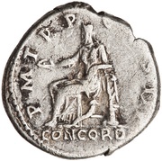 Denarius - Hadrian P M TR P COS III CONCORD; Concordia and Spes, Rome, 121-123 reverse image