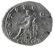 Denarius - Hadrian P M TR P COS III CONCORD; Concordia and Spes, Rome, 121-123 reverse image