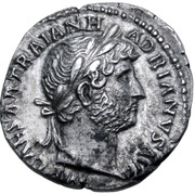 Denarius - Hadrian P M TR P COS III SAL AVG; Salus obverse image