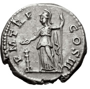 Denarius - Hadrian P M TR P COS III; Minerva, Rome, 121-123 reverse image