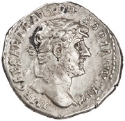 Denarius - Hadrian P M TR P COS III; Pax obverse image