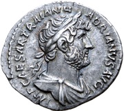 Denarius - Hadrian P M TR P COS III; Pax obverse image