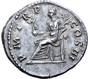 Denarius - Hadrian P M TR P COS III; Pax, Rome, 121-123 reverse image