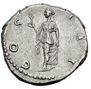 Denarius - Hadrian COS III; Spes, Rome, 124-125 reverse image