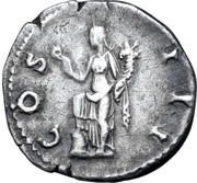 Denarius - Hadrian COS III; Annona, Rome, 126-127 reverse image