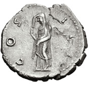 Denarius - Hadrian COS III; Pudicitia, Rome, 126-127 reverse image
