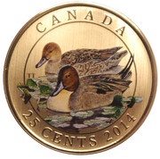 25 Cents - Elizabeth II Northen Pintail, Canada, 2014 reverse image