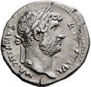 Denarius - Hadrian COS III •; Virtus obverse image