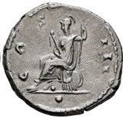 Denarius - Hadrian COS III •; Virtus, Rome, 126-127 reverse image