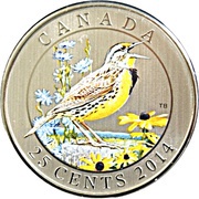 25 Cents - Elizabeth II Eastern Meadowlark, Canada, 2014 reverse image