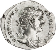 Denarius - Hadrian COS III FORT RED; Fortuna obverse image