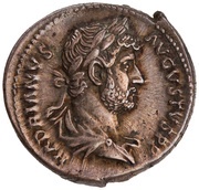 Denarius - Hadrian IVSTITIA AVG COS III; Justitia obverse image
