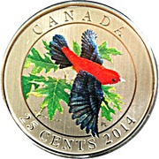 25 Cents - Elizabeth II The Scarlet Tanager, Canada, 2014 reverse image