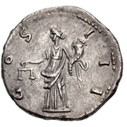 Denarius - Hadrian COS III; Aequitas and Moneta, Rome, 128-130 reverse image