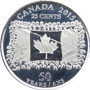 25 Cents - Elizabeth II Canadian Flag, Canada, 2015 reverse image