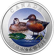 25 Cents - Elizabeth II Cinnamon Teal reverse image