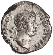 Denarius - Hadrian P M TR P COS III; Roma obverse image