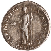 Denarius - Hadrian CLEMENTIA AVG P P COS III; Clementia, Rome, 129-130 reverse image