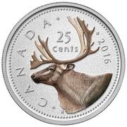 25 Cents - Elizabeth II The caribou, Canada, 2016 reverse image