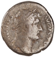 Denarius - Hadrian IVSTITIA AVG P P COS III; Justitia obverse image