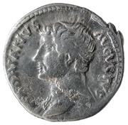 Denarius - Hadrian IVSTITIA AVG P P COS III; Justitia obverse image