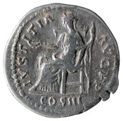 Denarius - Hadrian IVSTITIA AVG P P COS III; Justitia, Rome, 129-130 reverse image