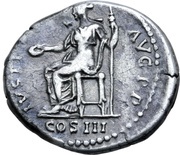 Denarius - Hadrian IVSTITIA AVG P P COS III; Justitia, Rome, 129-130 reverse image