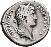 Denarius - Hadrian IVSTITIA AVG COS III; Justitia obverse image