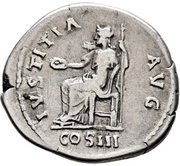 Denarius - Hadrian IVSTITIA AVG COS III; Justitia, Rome, 129-130 reverse image