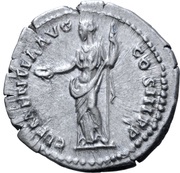 Denarius - Hadrian CLEMENTIA AVG COS III P P; Clementia, Rome, 129-130 reverse image