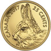 25 Cents - Elizabeth II Traditional Arctic Hare, Canada, 2017 reverse image