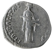 Denarius - Hadrian LIBERALITAS AVG COS III P P; Liberalitas, Rome, 129-130 reverse image