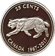 25 Cents - Elizabeth II Centennial Bobcat; 2017 Version, Canada, 2017 reverse image
