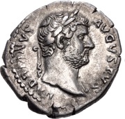 Denarius - Hadrian ROMA FELIX COS III P P; Roma obverse image