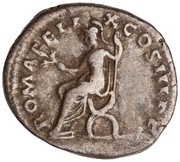 Denarius - Hadrian ROMA FELIX COS III P P; Roma, Rome, 129-130 reverse image