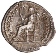 Denarius - Hadrian SECVR PVB COS III P P; Securitas, Rome, 129-130 reverse image