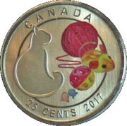 25 Cents - Elizabeth II Cat, Canada, 2017 reverse image