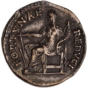 Denarius - Hadrian FORTVNAE REDVCI; Fortuna, Rome, 130 reverse image