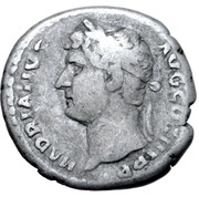 Denarius - Hadrian ROMVLO CONDITORI; Romulus obverse image