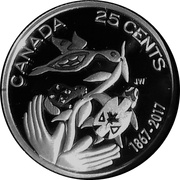 25 Cents - Elizabeth II Our home and native land; silver, Canada, 2017 reverse image
