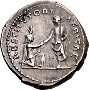 Denarius - Hadrian RESTITVTORI AFRICAE; Africa, Rome, 130-133 reverse image