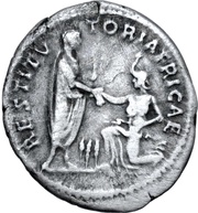 Denarius - Hadrian RESTITVTORI AFRICAE; Africa, Rome, 130-133 reverse image