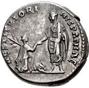 Denarius - Hadrian RESTITVTORI HISPANIAE; Hispania, Rome, 130-133 reverse image