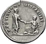 Denarius - Hadrian RESTITVTORI HISPANIAE; Hispania, Rome, 130-133 reverse image