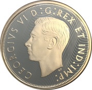 25 Cents In the name of George VI; 1937 Caribou 25-cent coin obverse image