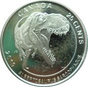 25 Cents - Elizabeth II Albertosaurus sarcophagus, Canada, 2019 reverse image