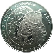 25 Cents - Elizabeth II Pachyrhinosaurus Canadensis reverse image