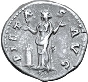 Denarius - Hadrian PIETAS AVG; Pietas, Rome, 133-135 reverse image