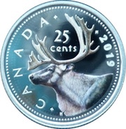 25 Cents - Elizabeth II 4th portrait, colored, Canada, 2019-2020 reverse image